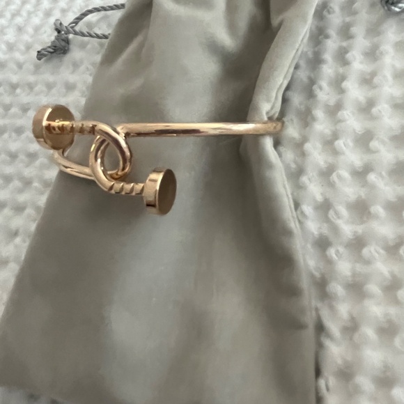 New Gold Tone Nail Twist Cuff Bracelet - Picture 10 of 15